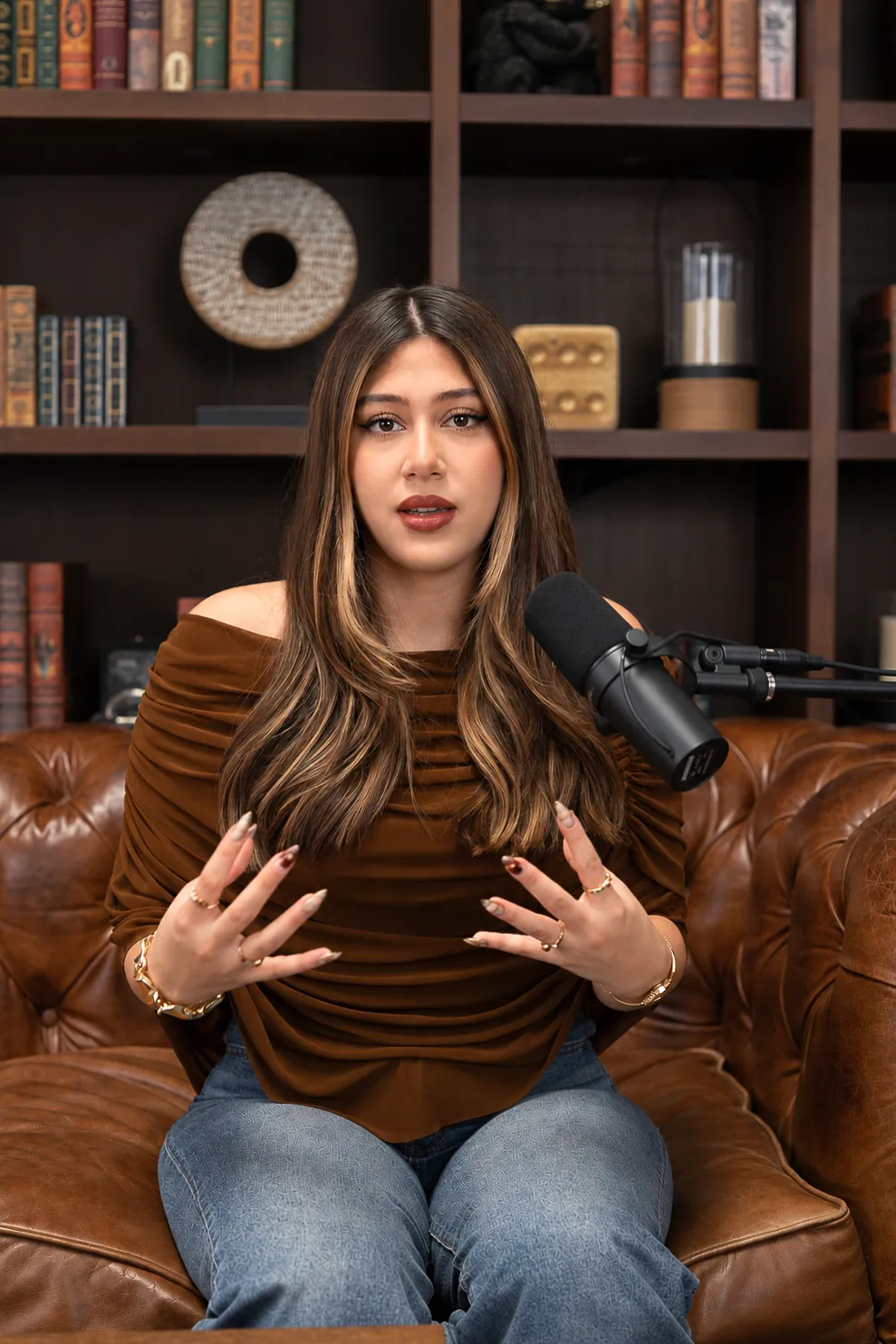 Nancy recording an episode